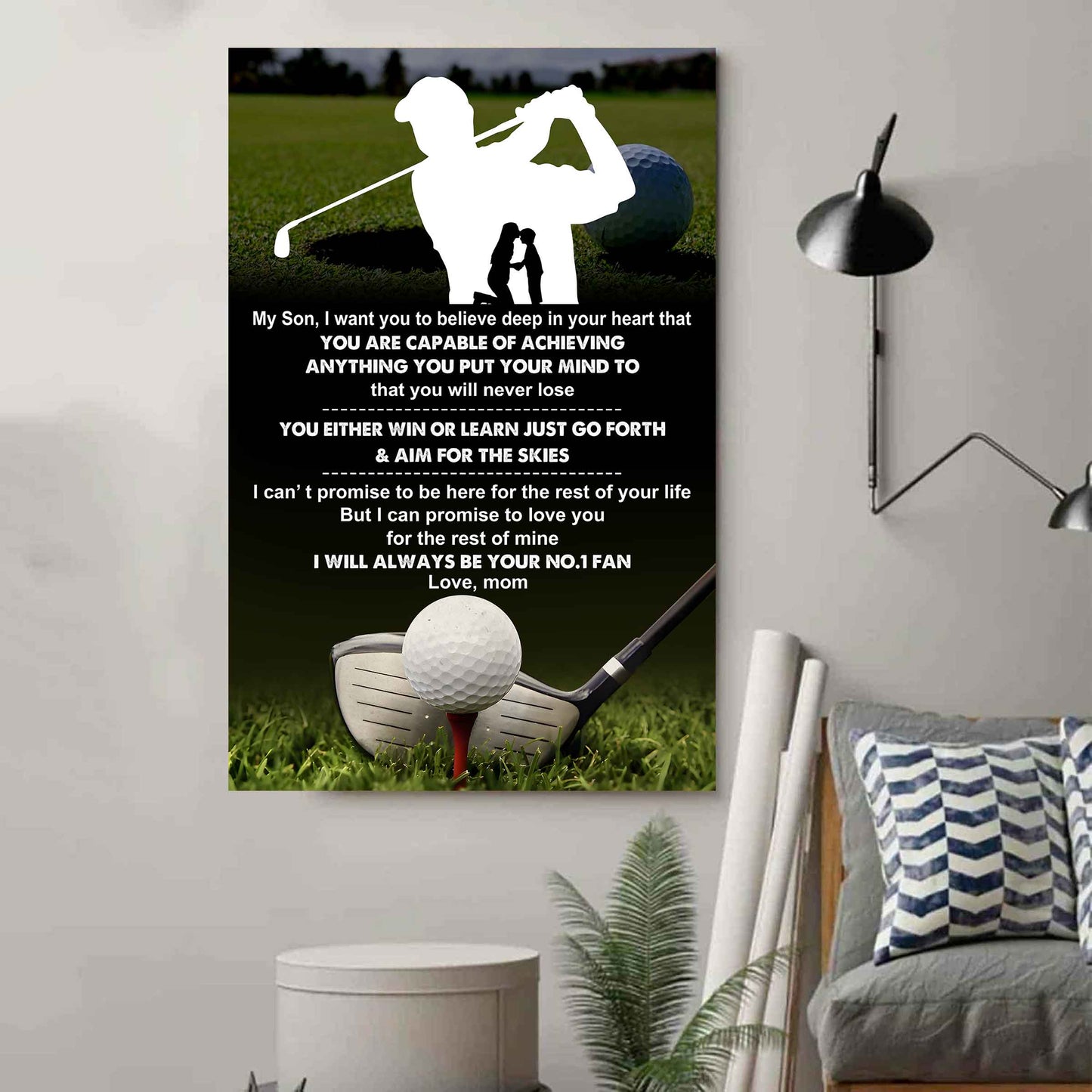 sport poster canvas mom to son - you will never lose you either win or learn i will always your no 1 fan