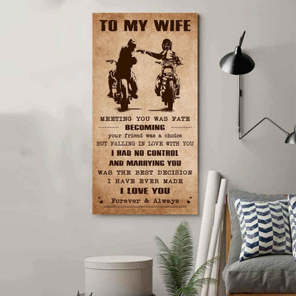 DRB VGT- Poster Canvas To My Wife Meeting You Was Fate - I Love You Forever And Always Gift For Your Wife