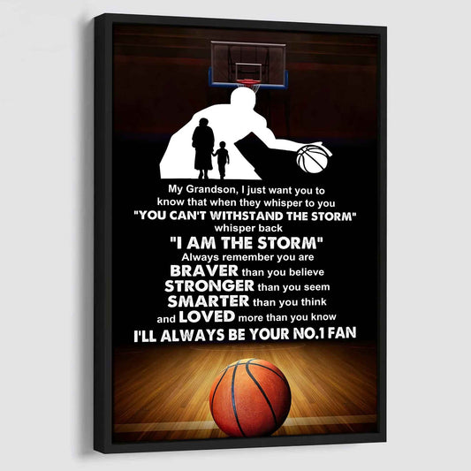 Sport Poster Canvas Grandma To Grandson - Whisper Back I Am The Storm I Will Always Your No 1 Fan