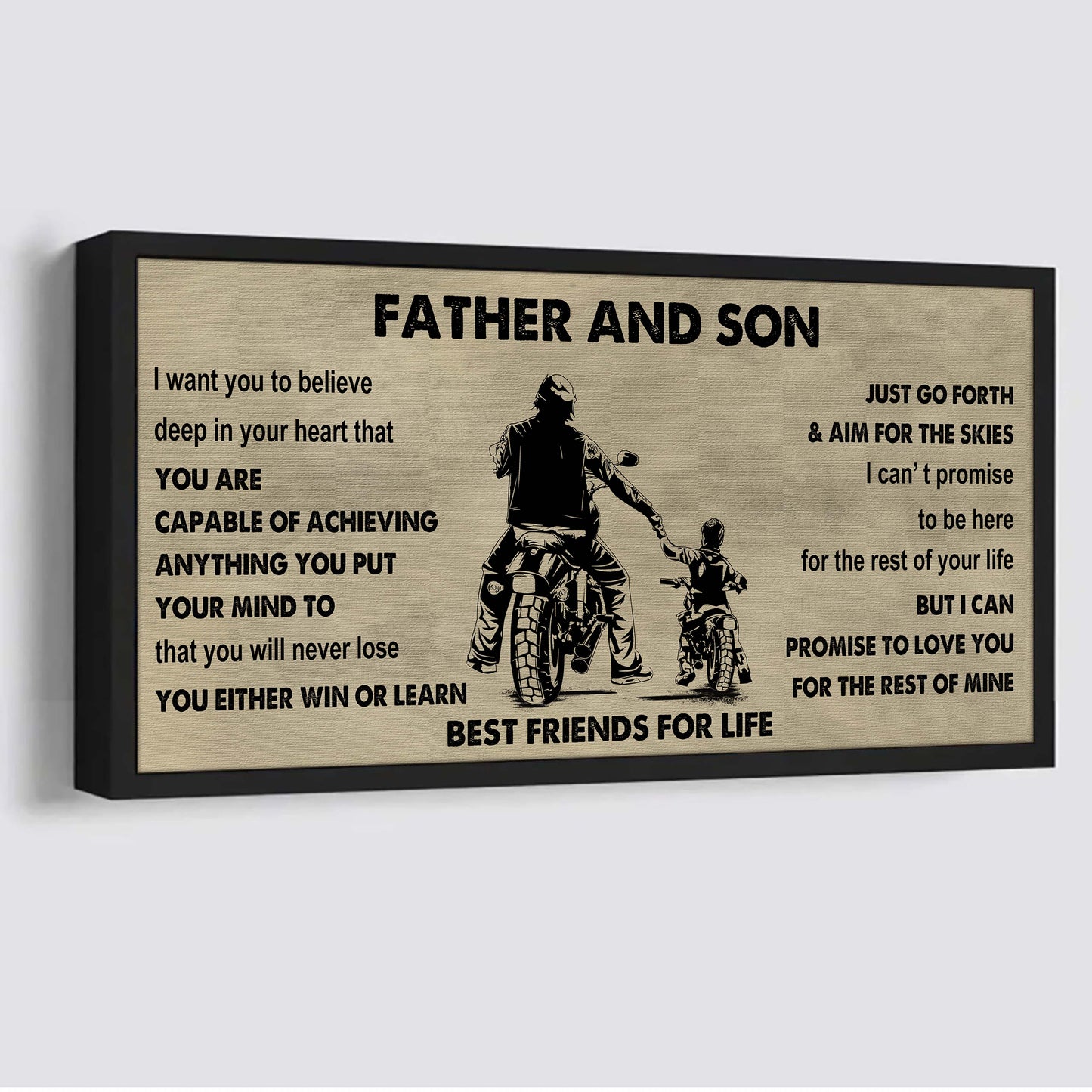 biker father and son best friends for life - ver 2 you will never lose poster canvas gift for son from father