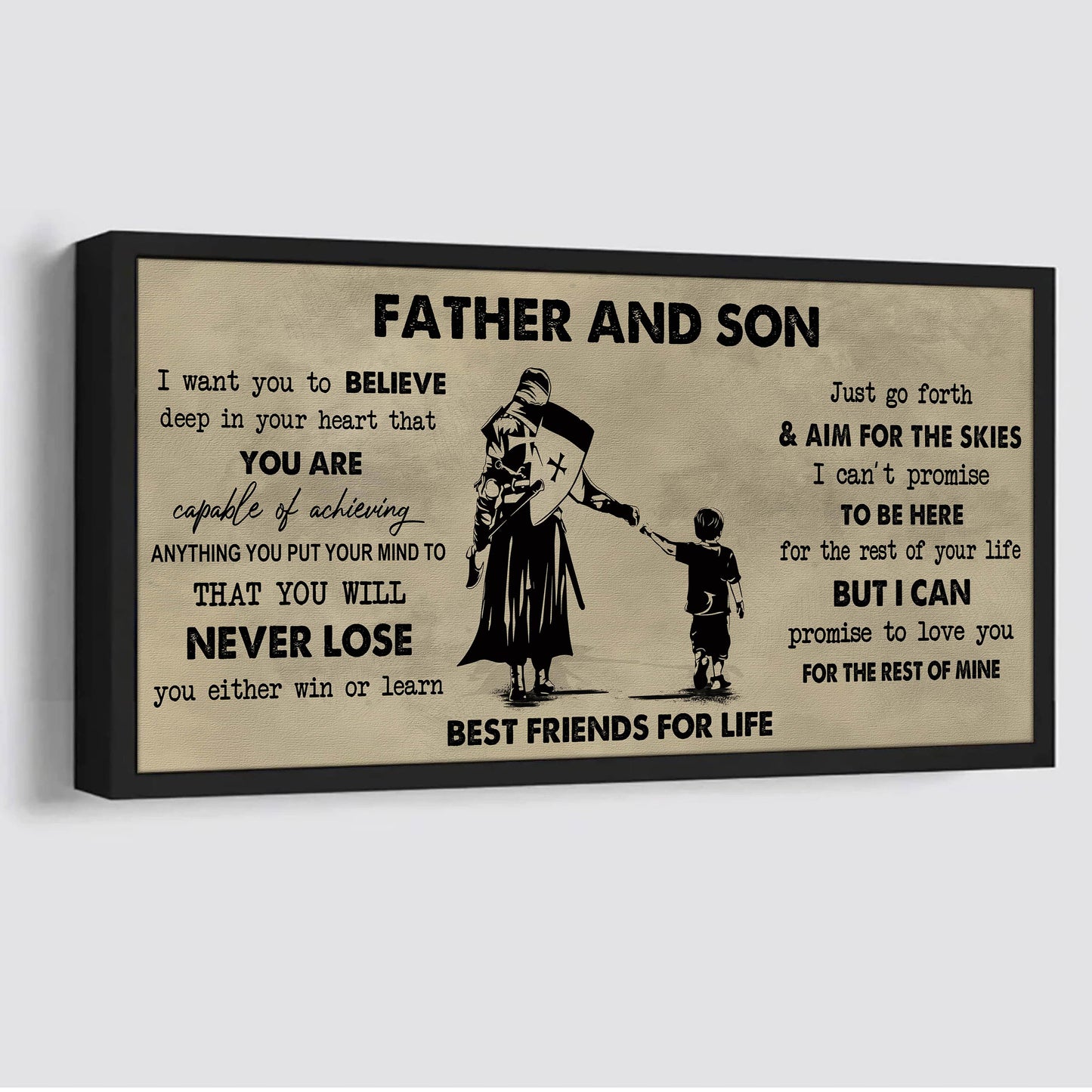 drb father and son best friend for life - you will never lose poster canvas gift for son from father