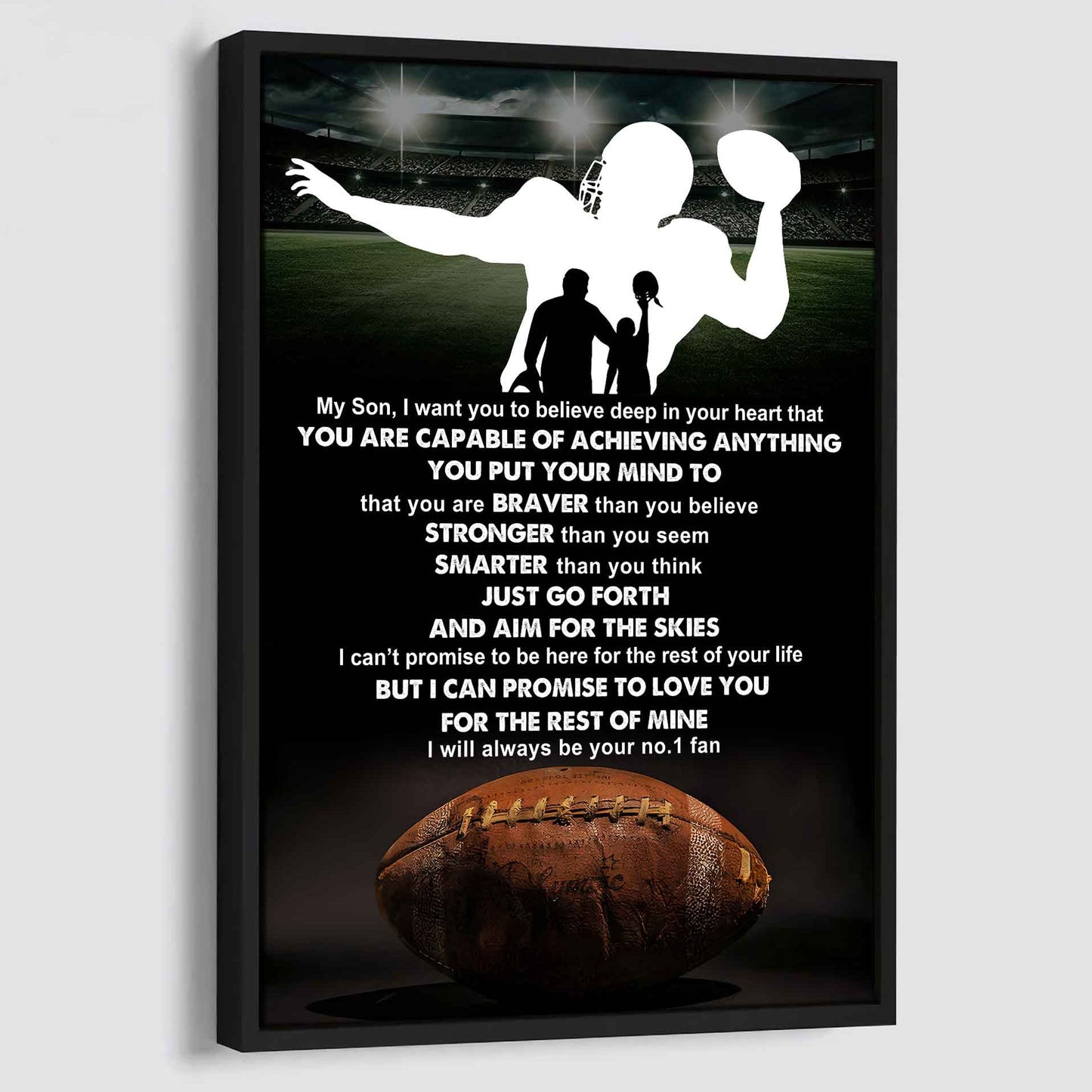sport poster canvas dad to son - that you are braver than you believe you are capable of i will always your no 1 fan