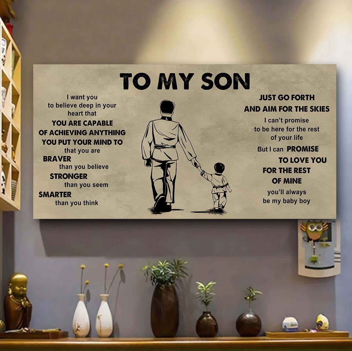 sport - family to my son - that you are braver than you believe poster canvas gift for son from father