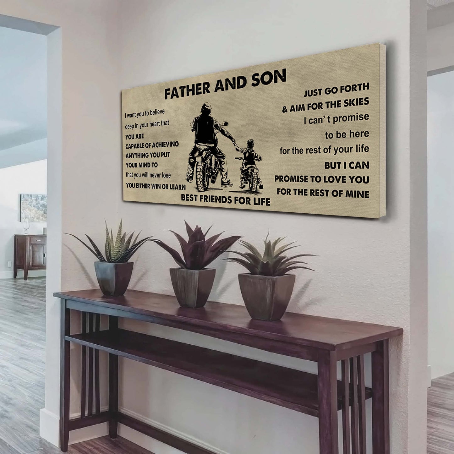 biker father and son best friends for life - ver 2 you will never lose poster canvas gift for son from father