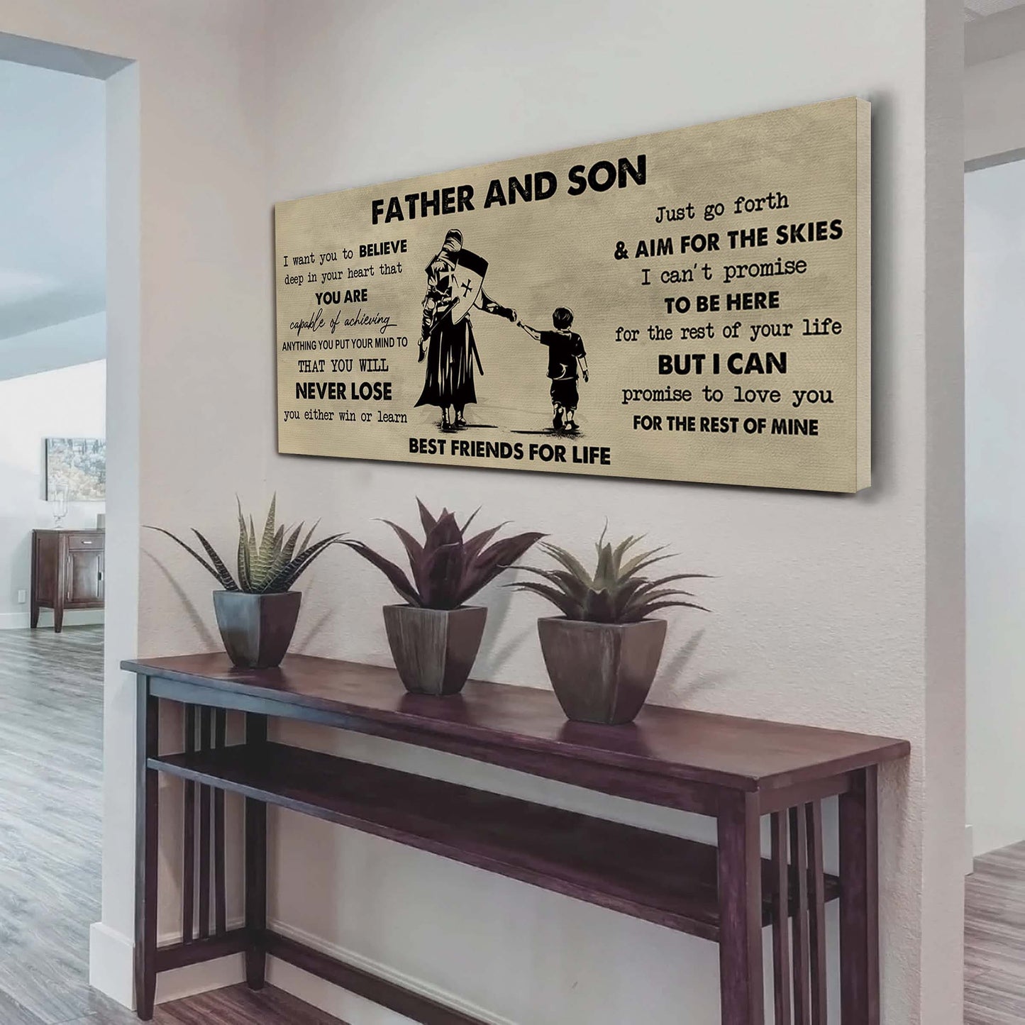 drb father and son best friends for life - never forget your way back home poster canvas gift for son from father-photo upload