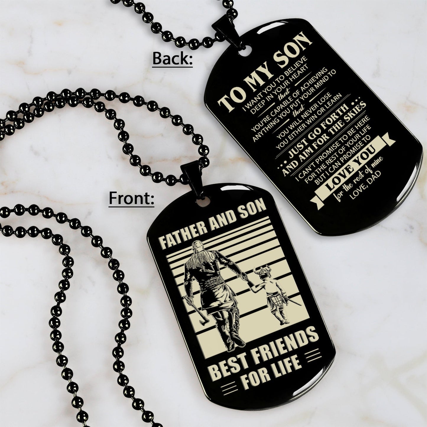 hm12 - customizabled double sided dog tag father and son best friends for life