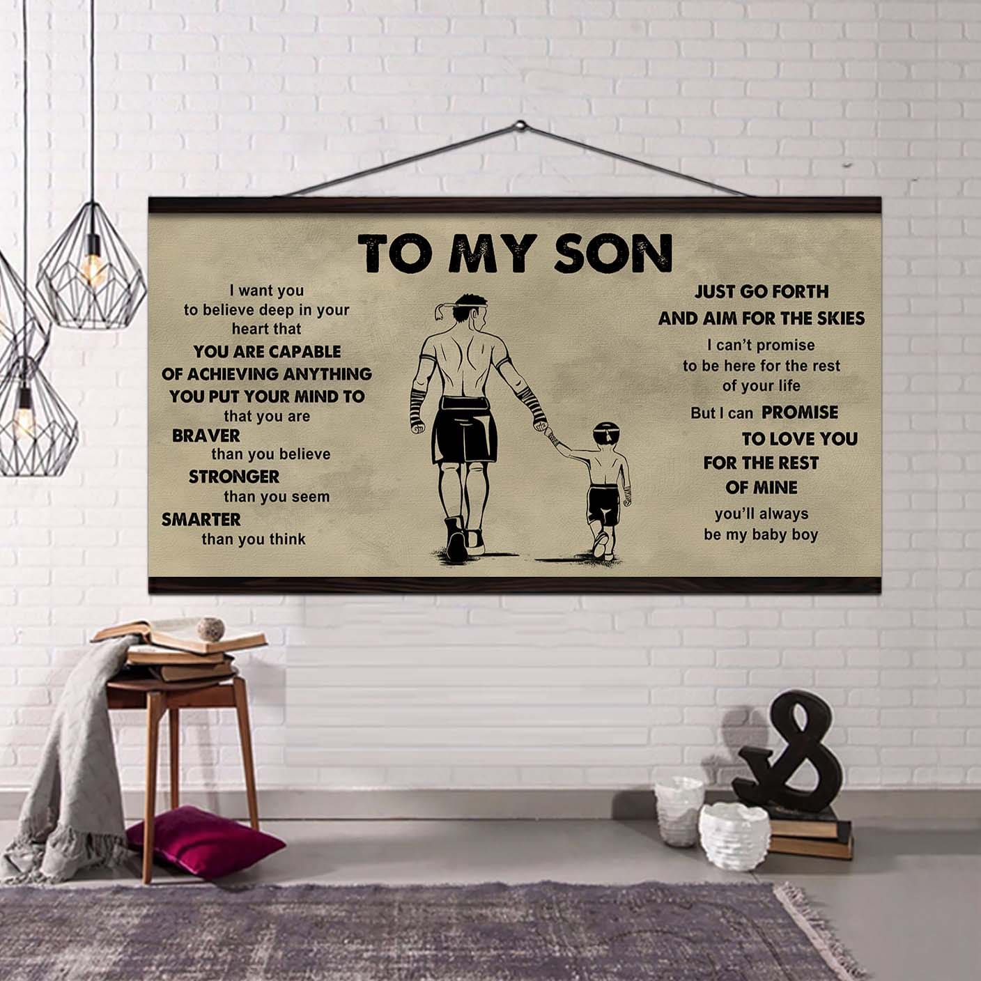 sport - family to my son - that you are braver than you believe poster canvas gift for son from father