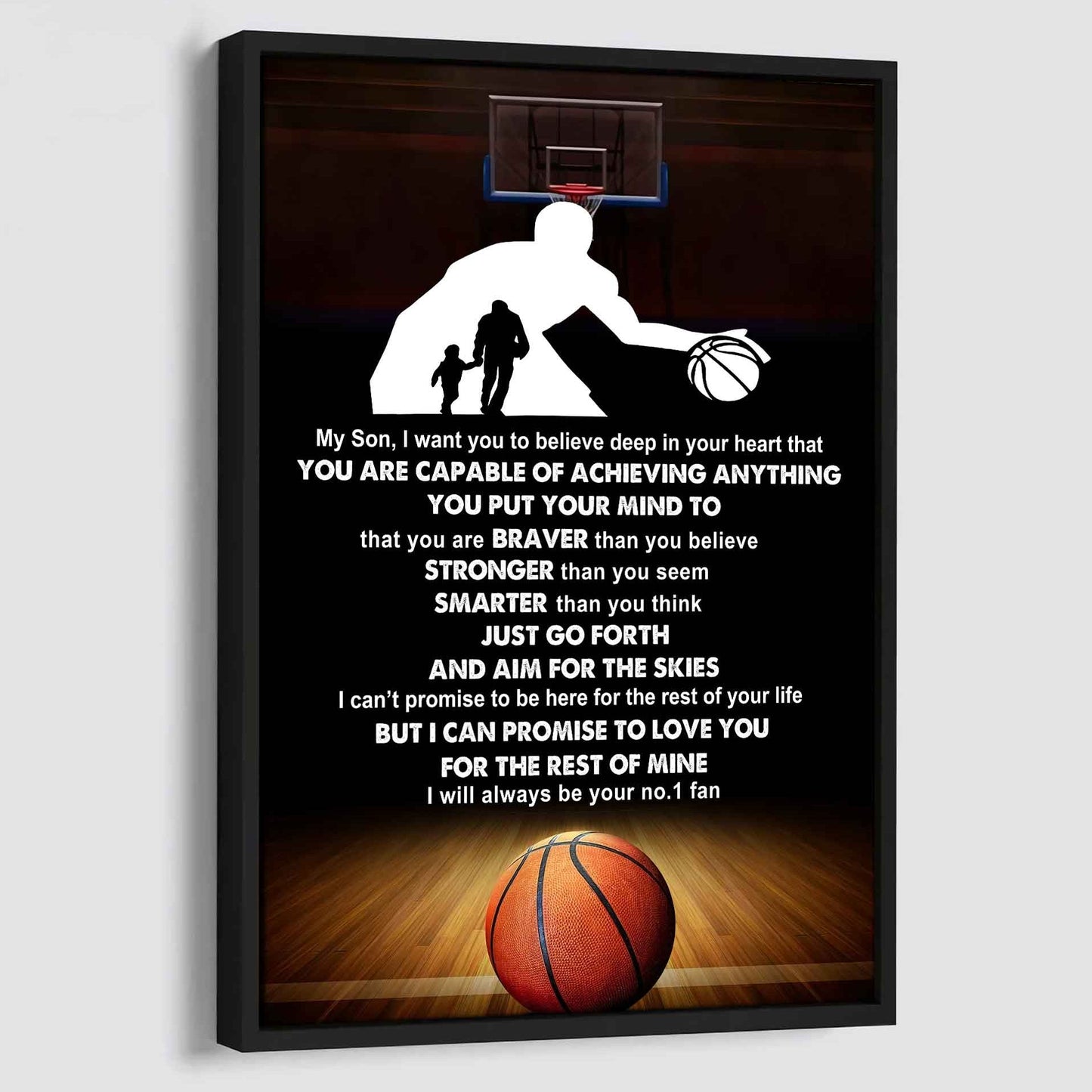 sport poster canvas dad to son - that you are braver than you believe you are capable of i will always your no 1 fan