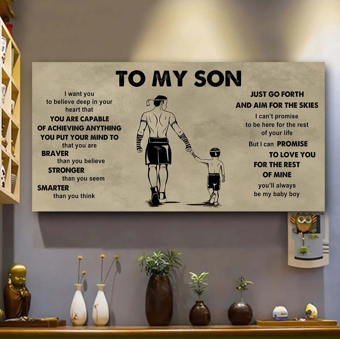 sport - family to my son - that you are braver than you believe poster canvas gift for son from father