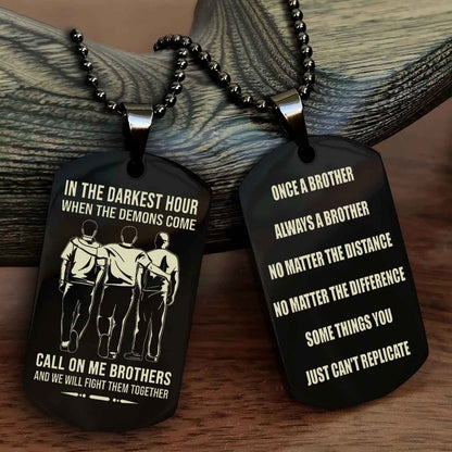Viking Customizable engraved dog tag double sided gift from brother Once A Brother Always A Brother