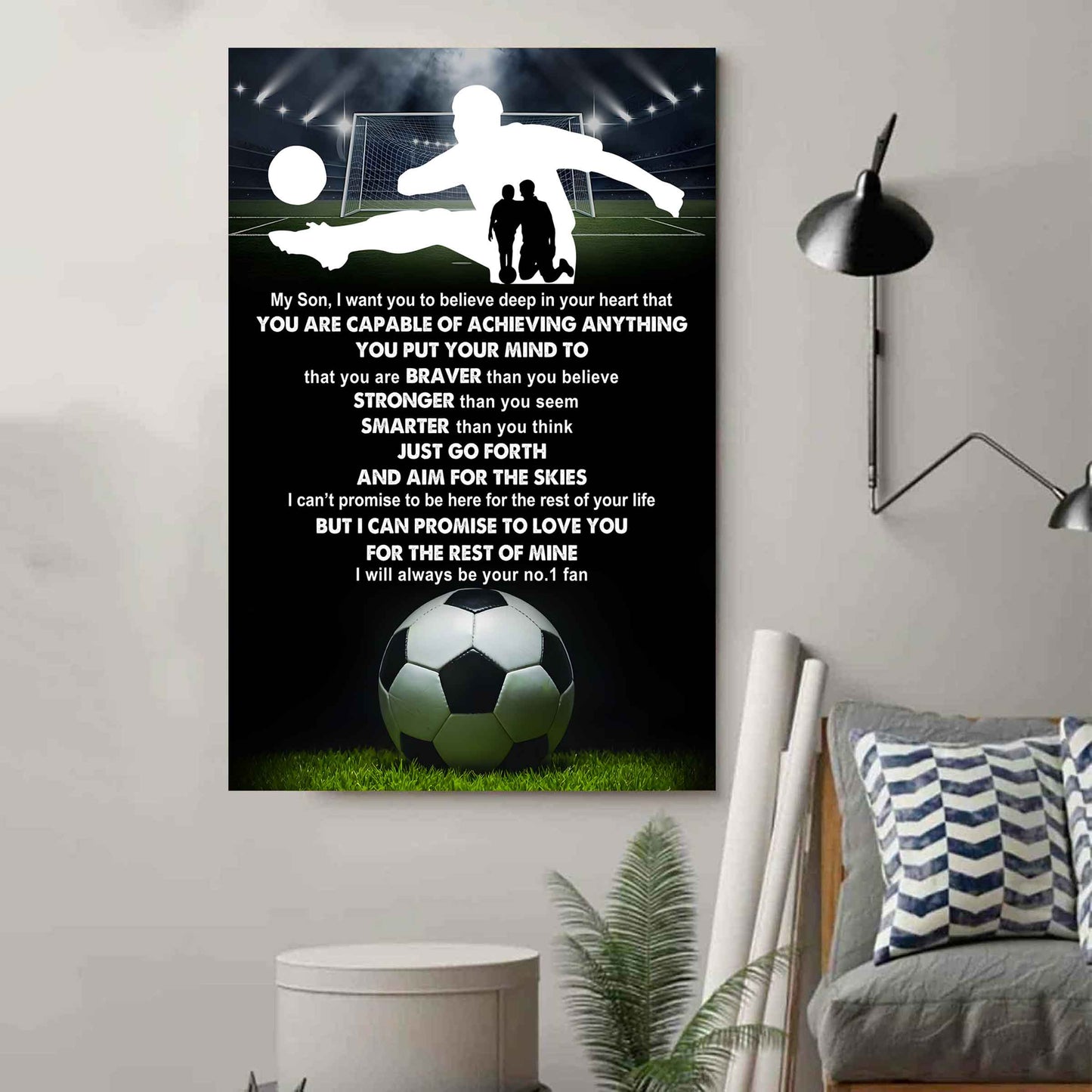 sport poster canvas dad to son - that you are braver than you believe you are capable of i will always your no 1 fan