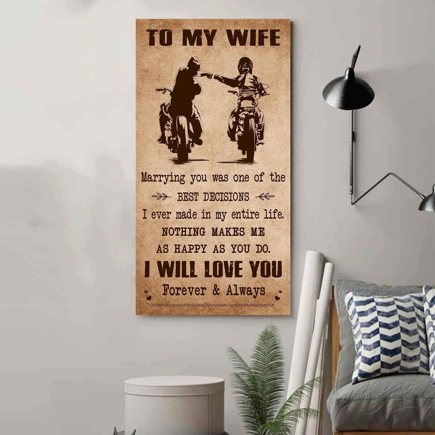 samurai poster canvas to my wife marrying you was one of the best decisions - i will love you forever and always gift for your wife