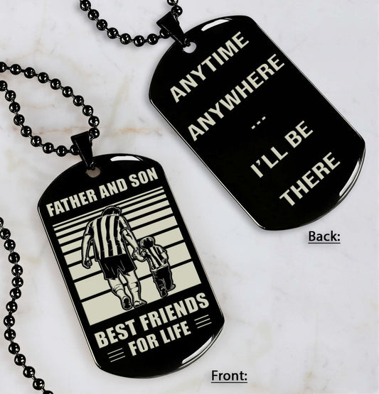 Soccer ANY Personalized Double Sided Dog Tag Father And Son Best Friends For Life - Message on the back side