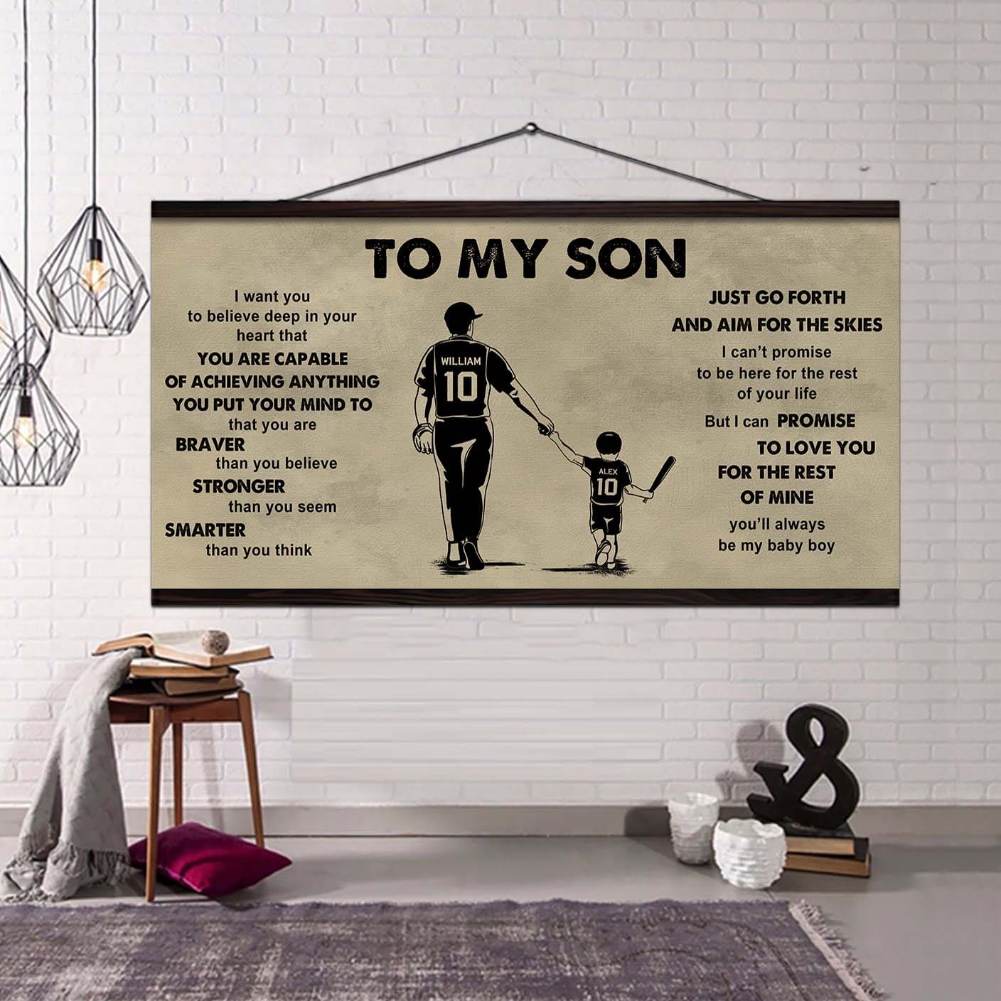 sport - family to my son - that you are braver than you believe poster canvas gift for son from father