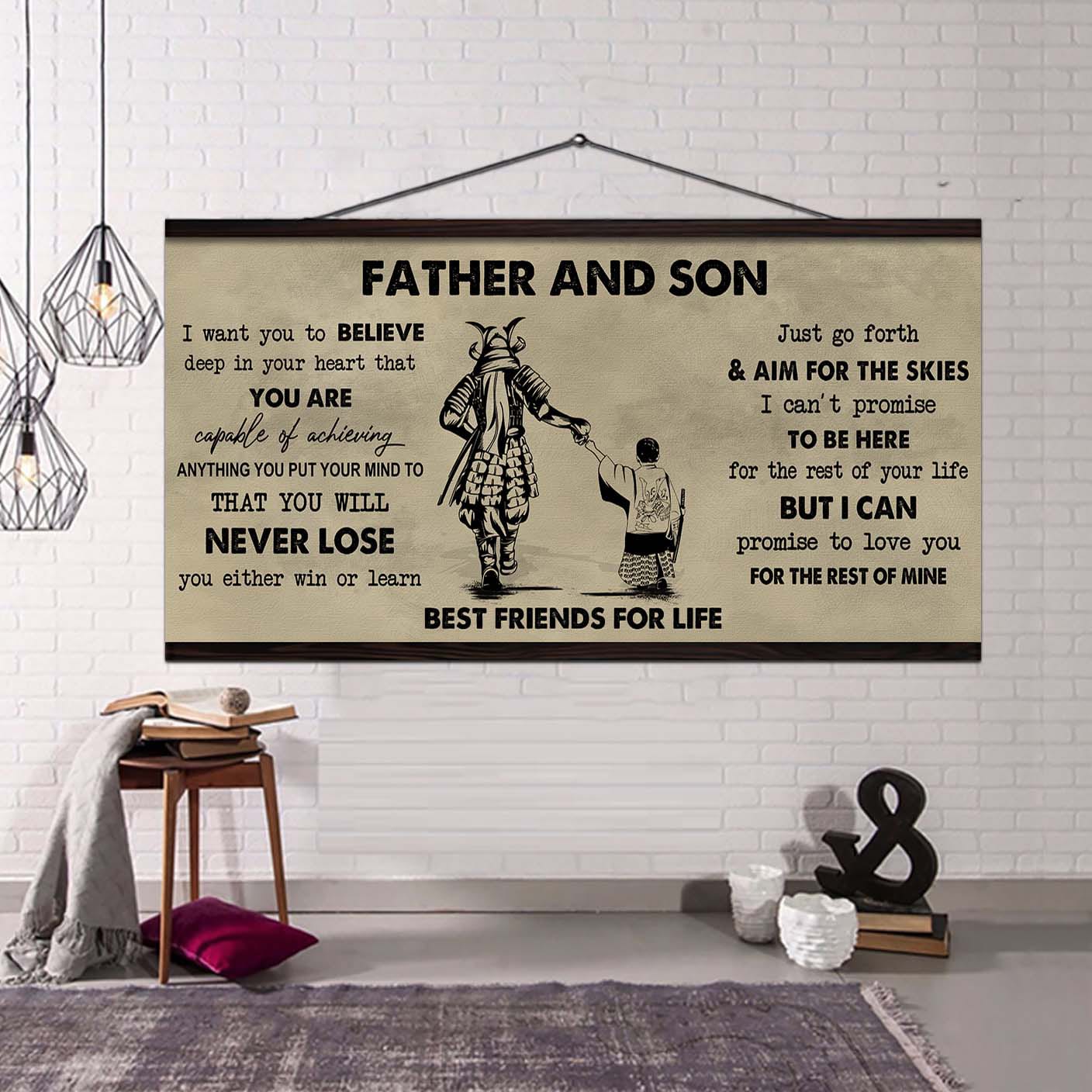 drb father and son best friend for life - you will never lose poster canvas gift for son from father -photo upload