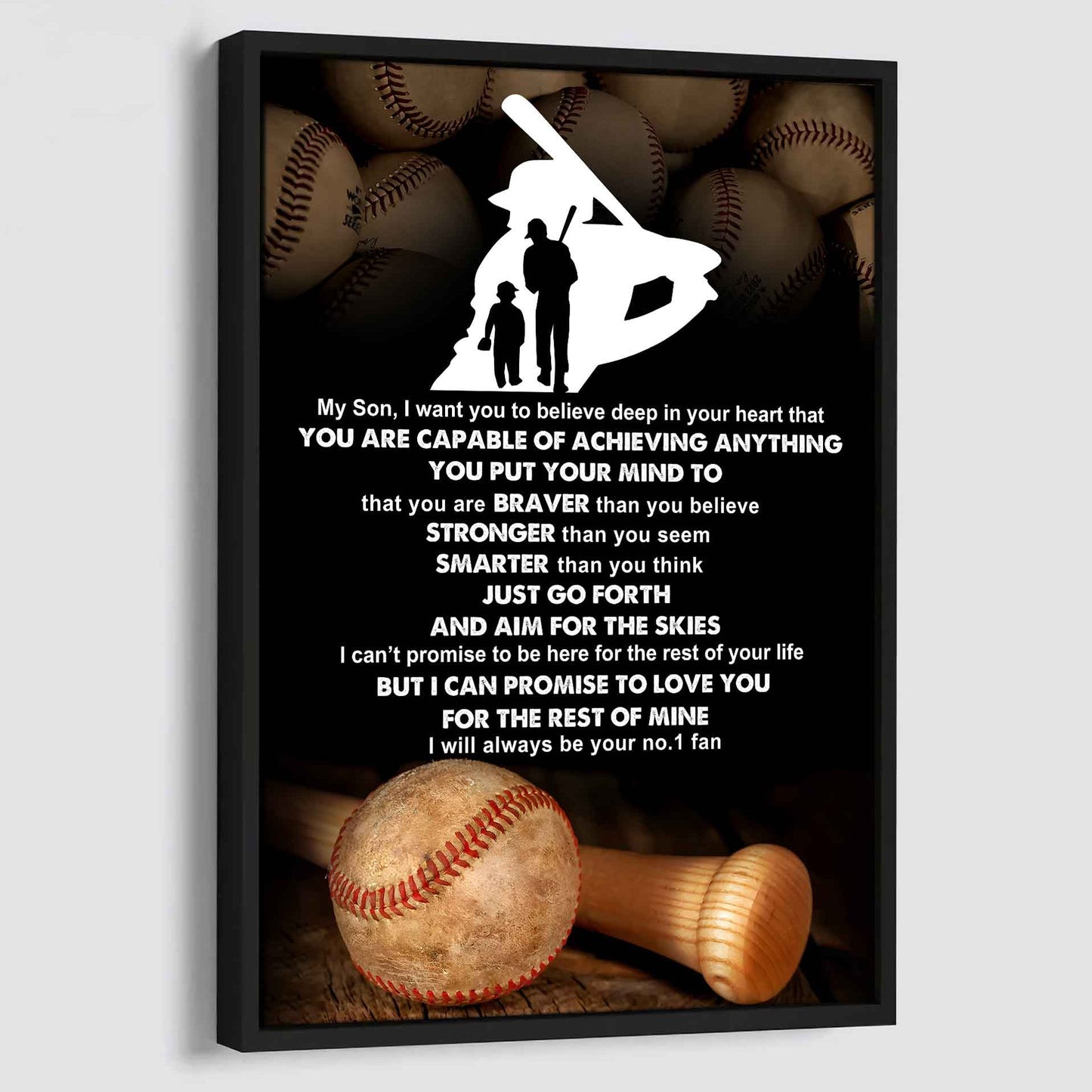 sport poster canvas dad to son - that you are braver than you believe you are capable of i will always your no 1 fan