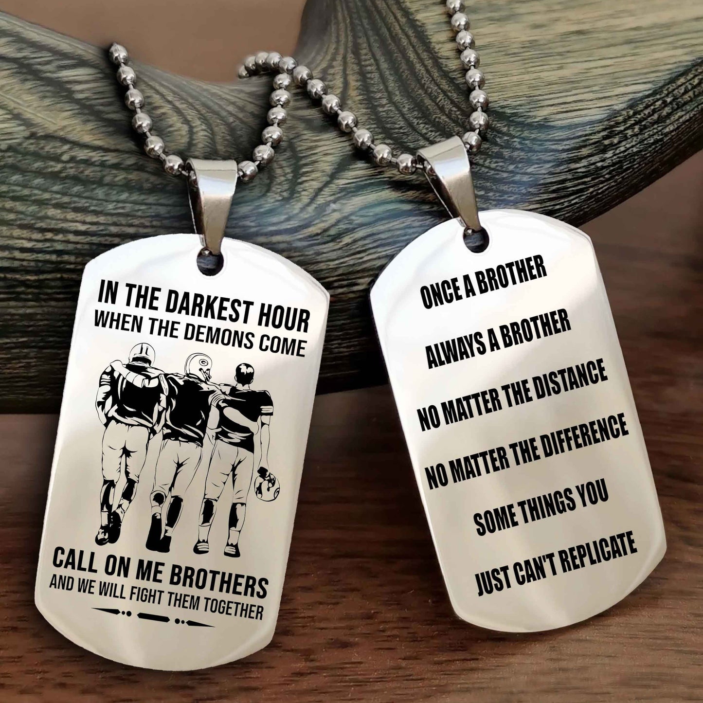 Viking Customizable engraved dog tag double sided gift from brother Once A Brother Always A Brother