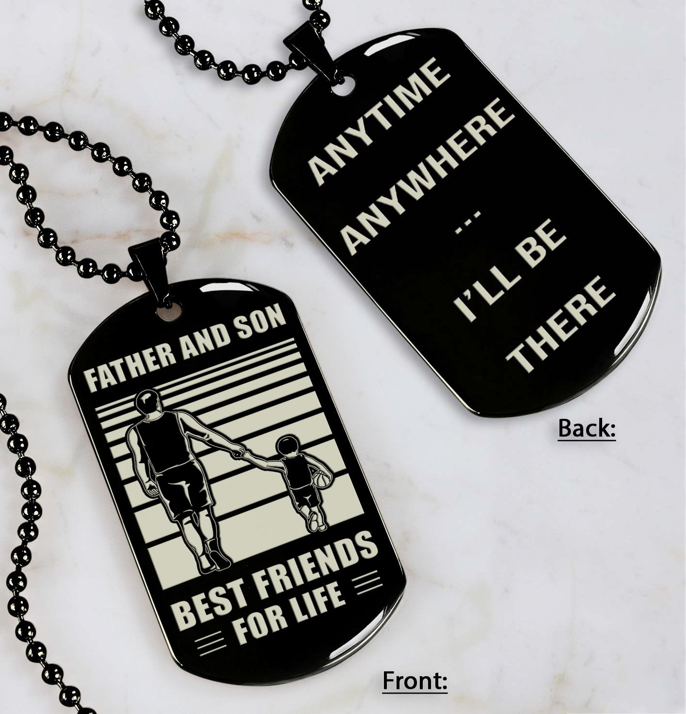 soccer any personalized double sided dog tag father and son best friends for life - message on the back side