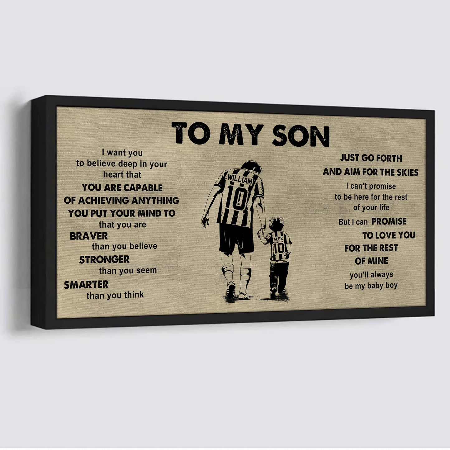 sport - family to my son - that you are braver than you believe poster canvas gift for son from father