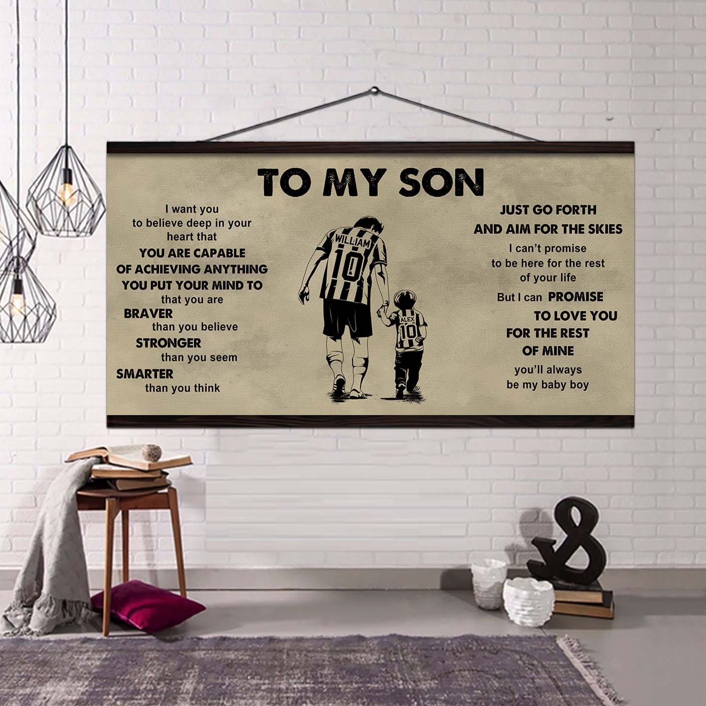 sport - family to my son - that you are braver than you believe poster canvas gift for son from father