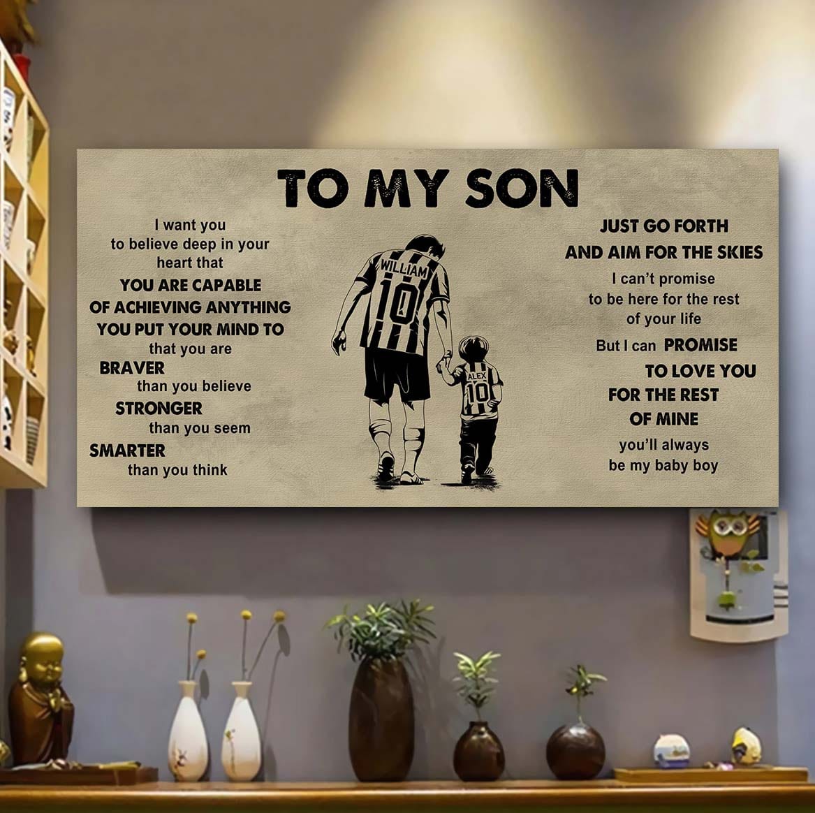 sport - family to my son - that you are braver than you believe poster canvas gift for son from father