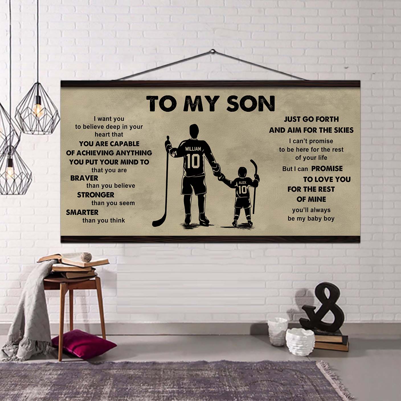 sport - family to my son - that you are braver than you believe poster canvas gift for son from father