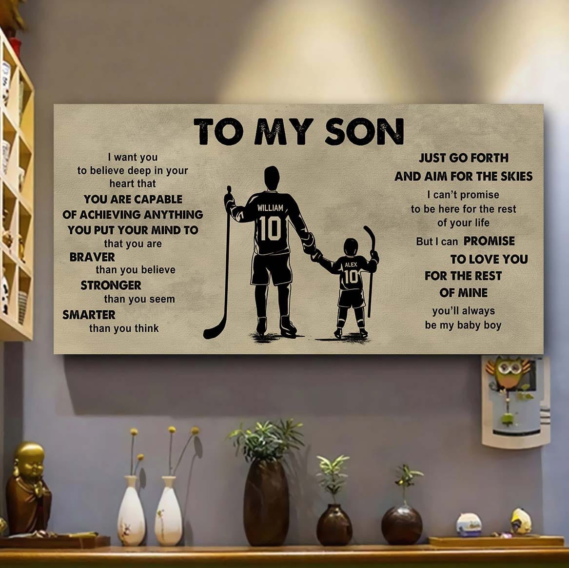 sport - family to my son - that you are braver than you believe poster canvas gift for son from father