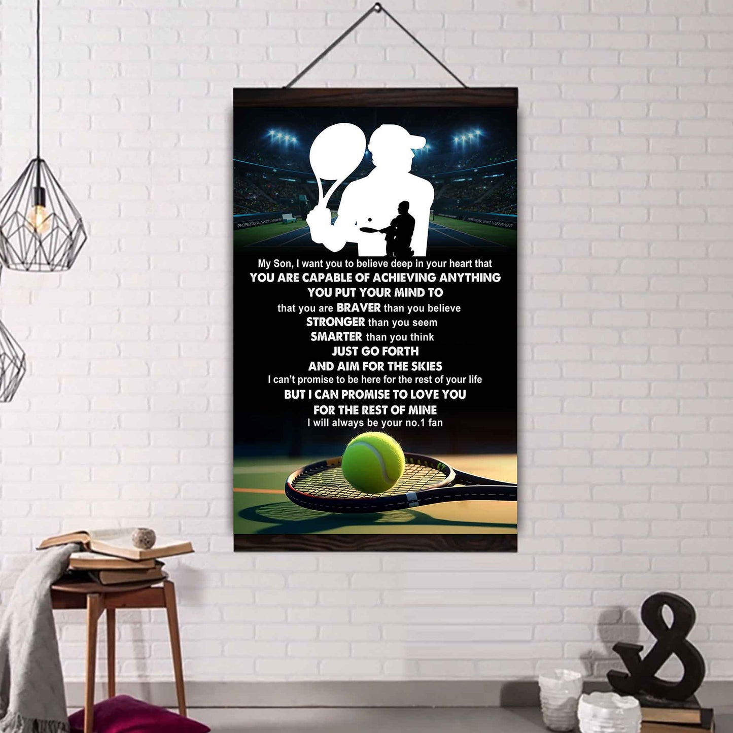 sport poster canvas dad to son - that you are braver than you believe you are capable of i will always your no 1 fan
