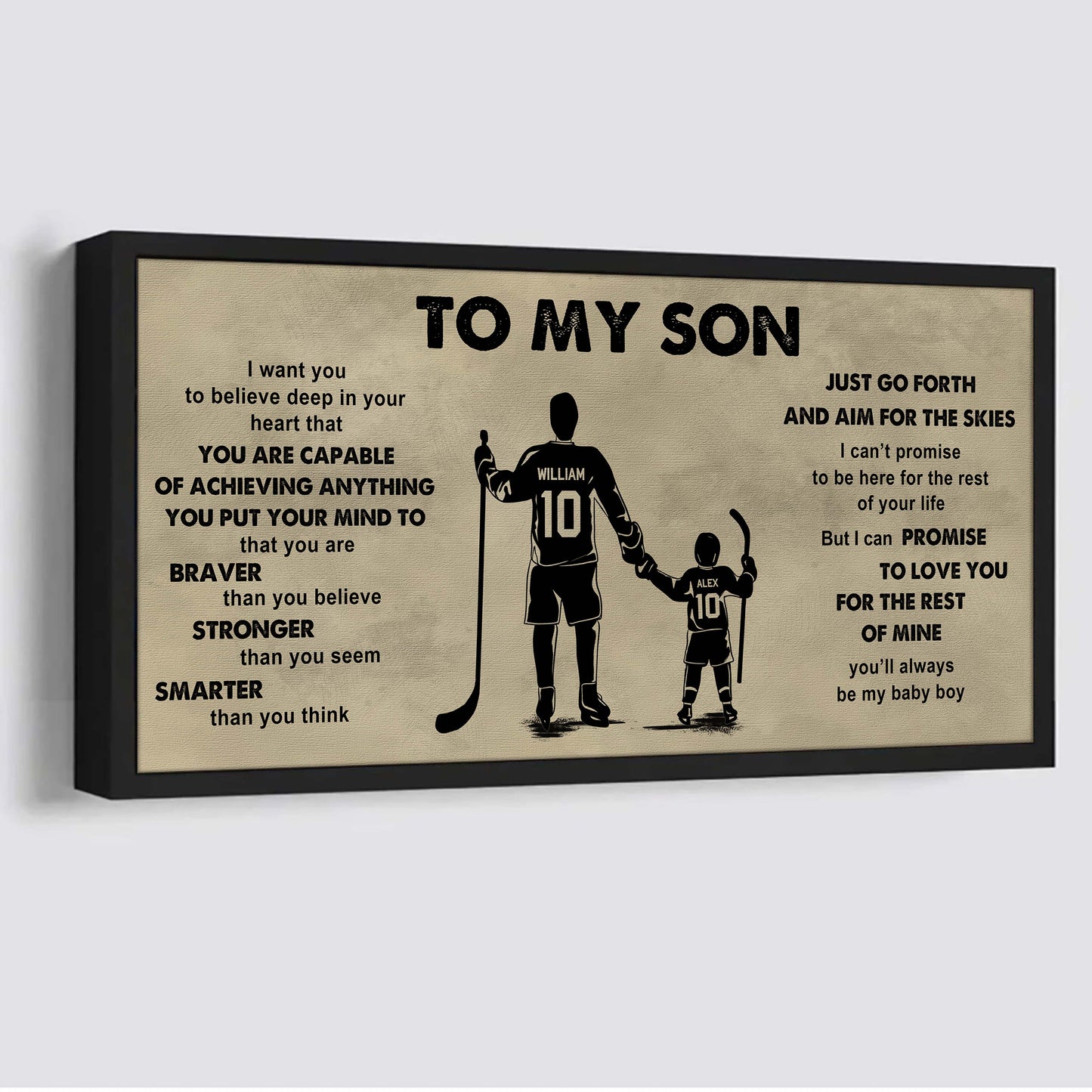 sport - family to my son - that you are braver than you believe poster canvas gift for son from father