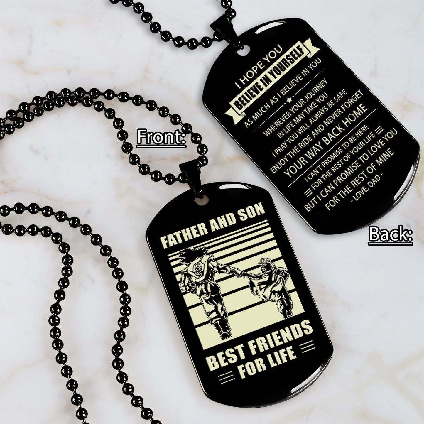 biker personalized double sided dog tag father and son best friends for life - message on the back side