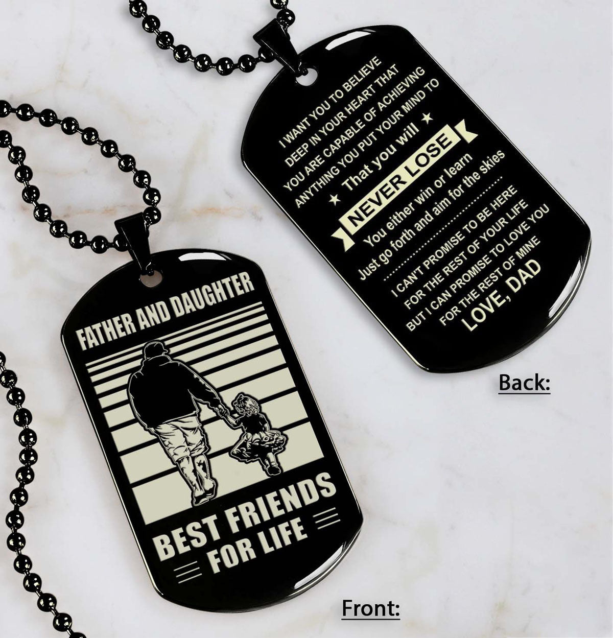 father and daughter nvl personalized double sided dog tag father and daughter best friends for life - message on the back side