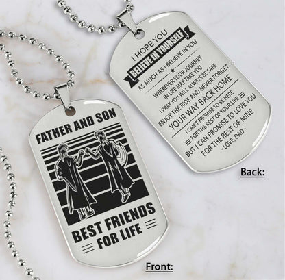 Silver Verison Personalized Double Sided Dog Tag Father And Son Best Friends For Life - Message on the back side