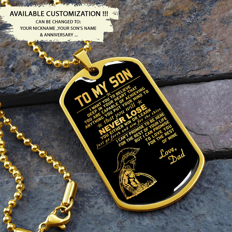 military chain dad to son dog tag you will never lose gift for son best gifts