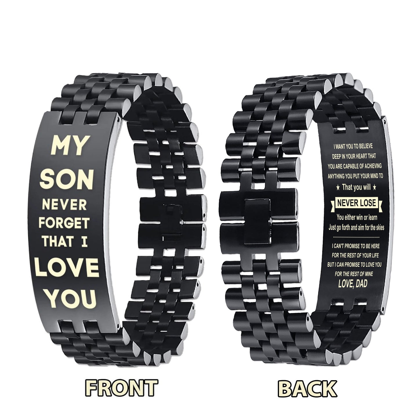 family bracelet double sided my son never forget that i love you, be strong