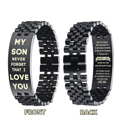 Family Bracelet Double Sided My Son Never Forget That I Love You, Be Strong