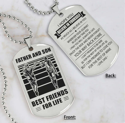 Silver Verison Personalized Double Sided Dog Tag Father And Son Best Friends For Life - Message on the back side