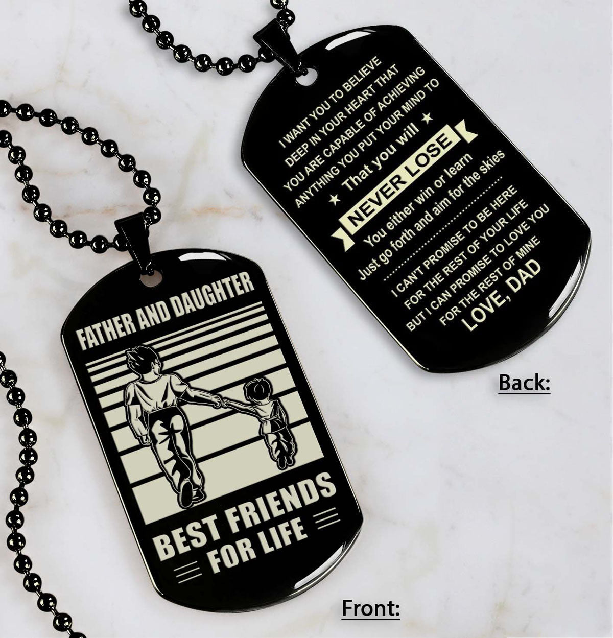 father and daughter nvl personalized double sided dog tag father and daughter best friends for life - message on the back side