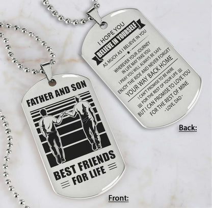 Silver Verison Personalized Double Sided Dog Tag Father And Son Best Friends For Life - Message on the back side