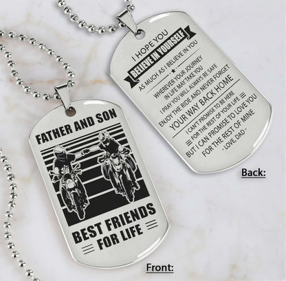 Silver Verison Personalized Double Sided Dog Tag Father And Son Best Friends For Life - Message on the back side