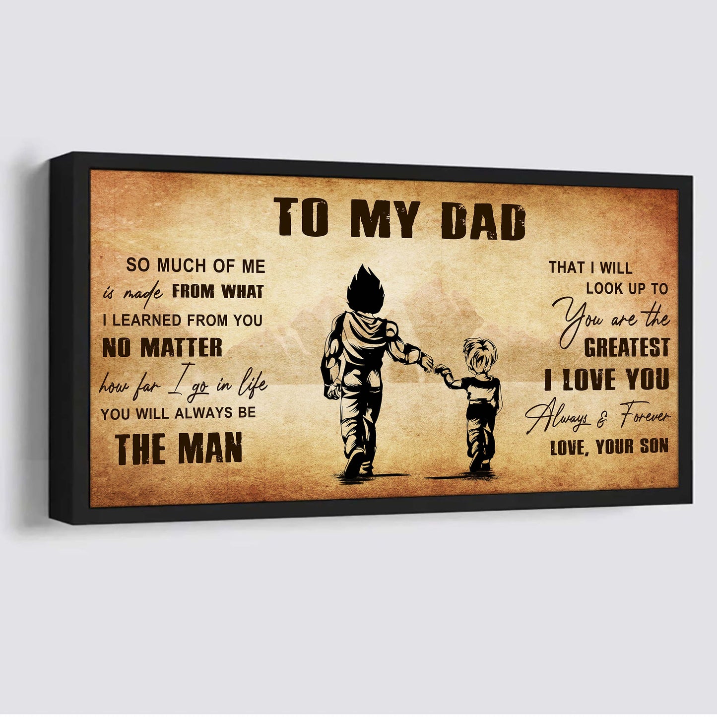 drb to my dad - you are the greatest i love you  poster canvas gift for father from son