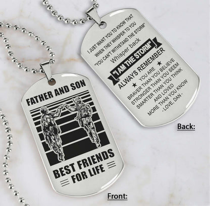 Silver Verison Personalized Double Sided Dog Tag Father And Son Best Friends For Life - Message on the back side