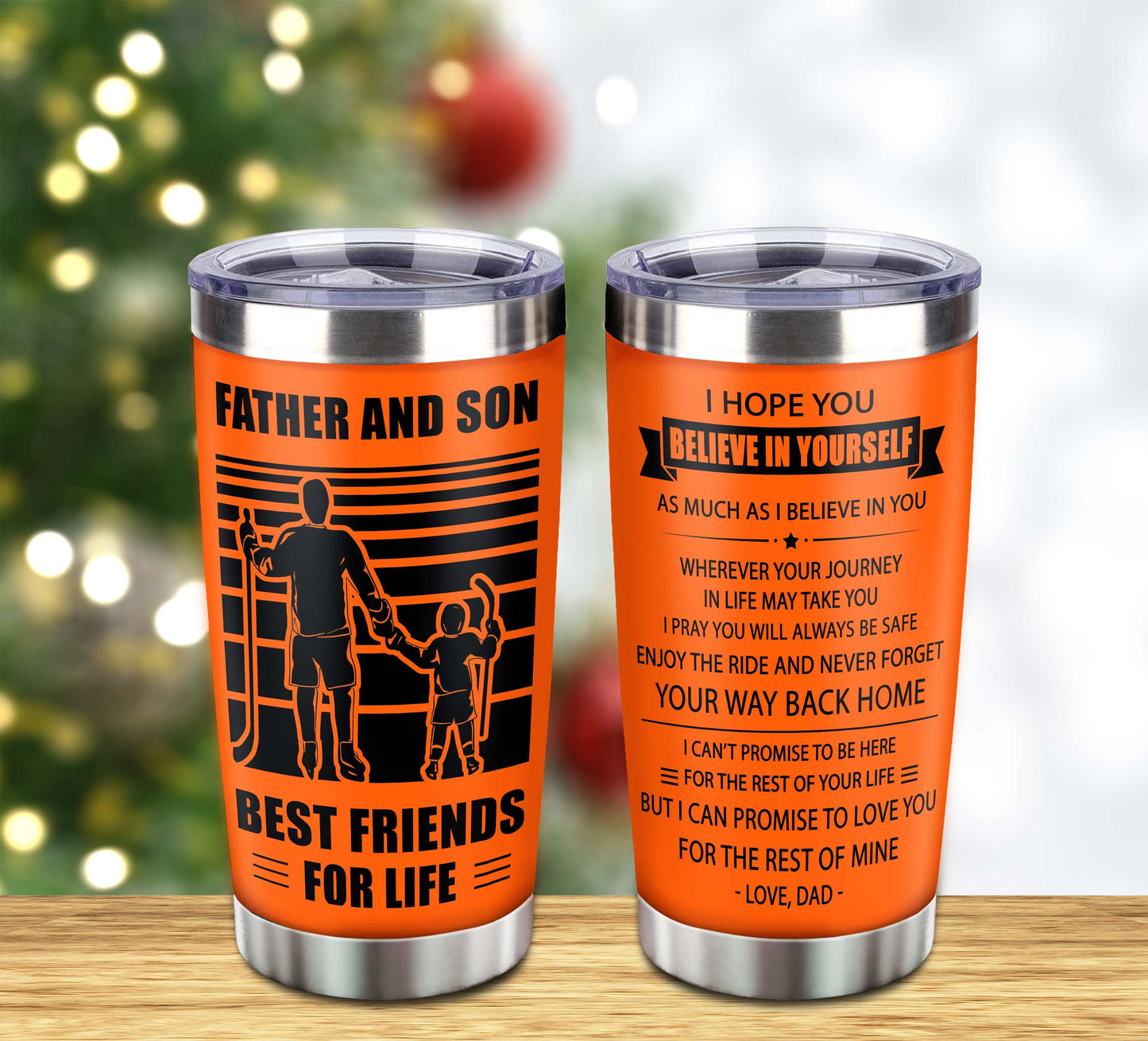 customizable baseball tumbler, gifts from dad to son father and son best friend for life with inspriration message