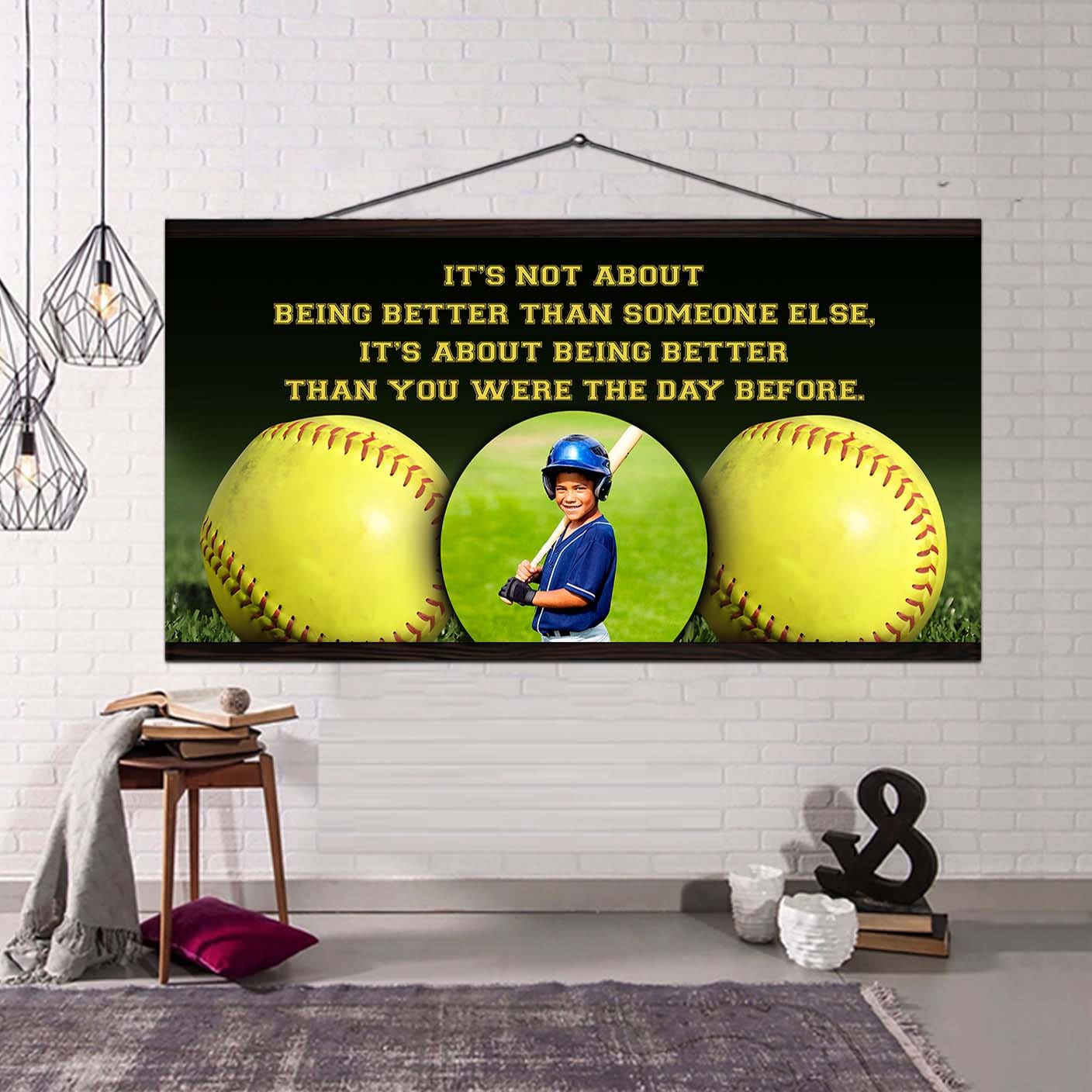 personalized photo soocer canvas it is not about being better than someone else it's about being better than you were the day before