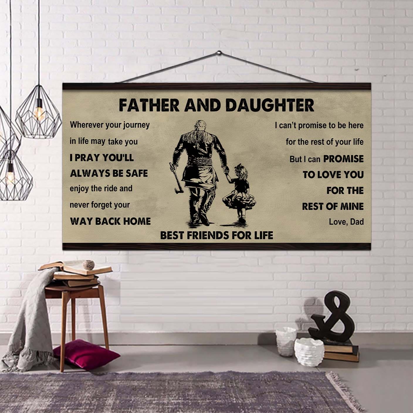 vikings father and daughter best friends for life - ver 2 never forget your way back home poster canvas gift for daughter from father