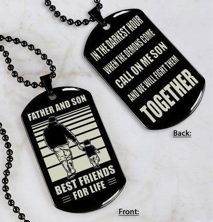 Personalized Double Sided Dog Tag Call On Me Son And We Will Fight Them Together Gifts For Your Son From Dad