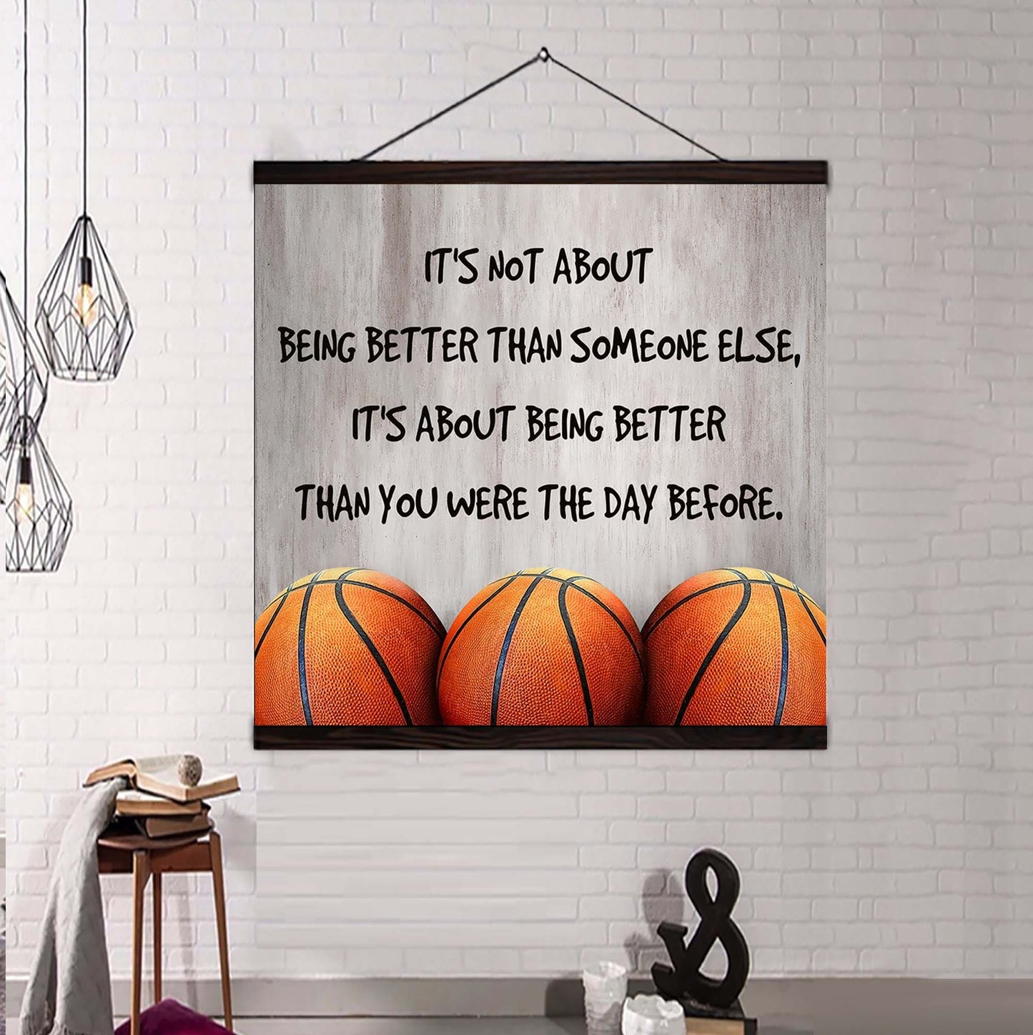 basketball square poster canvas it's not about being better than someone else it's about being better than you were the day before