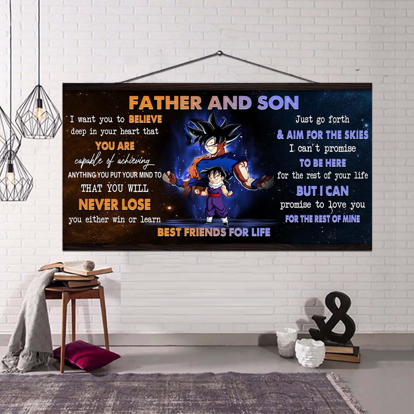 personalized gk to son poster canvas father and son best friends for life - message for your son gifts for him