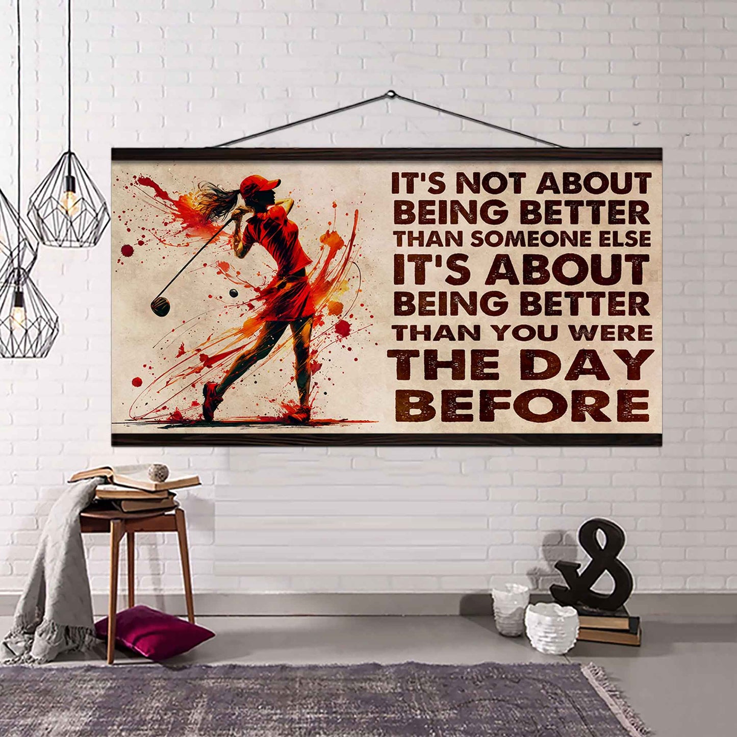 water color woman tennis poster canvas it is not about being better than someone else gift for your loving woman