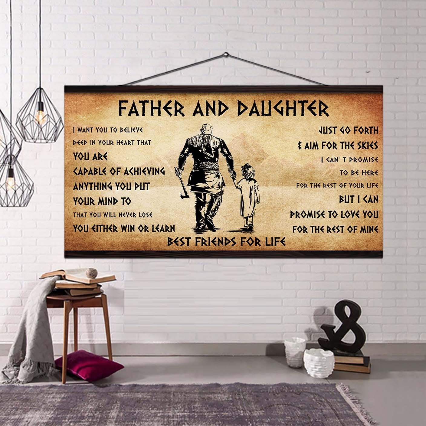 vikings father and son best friends for life - ver 2 you will never lose poster canvas gift for son from father