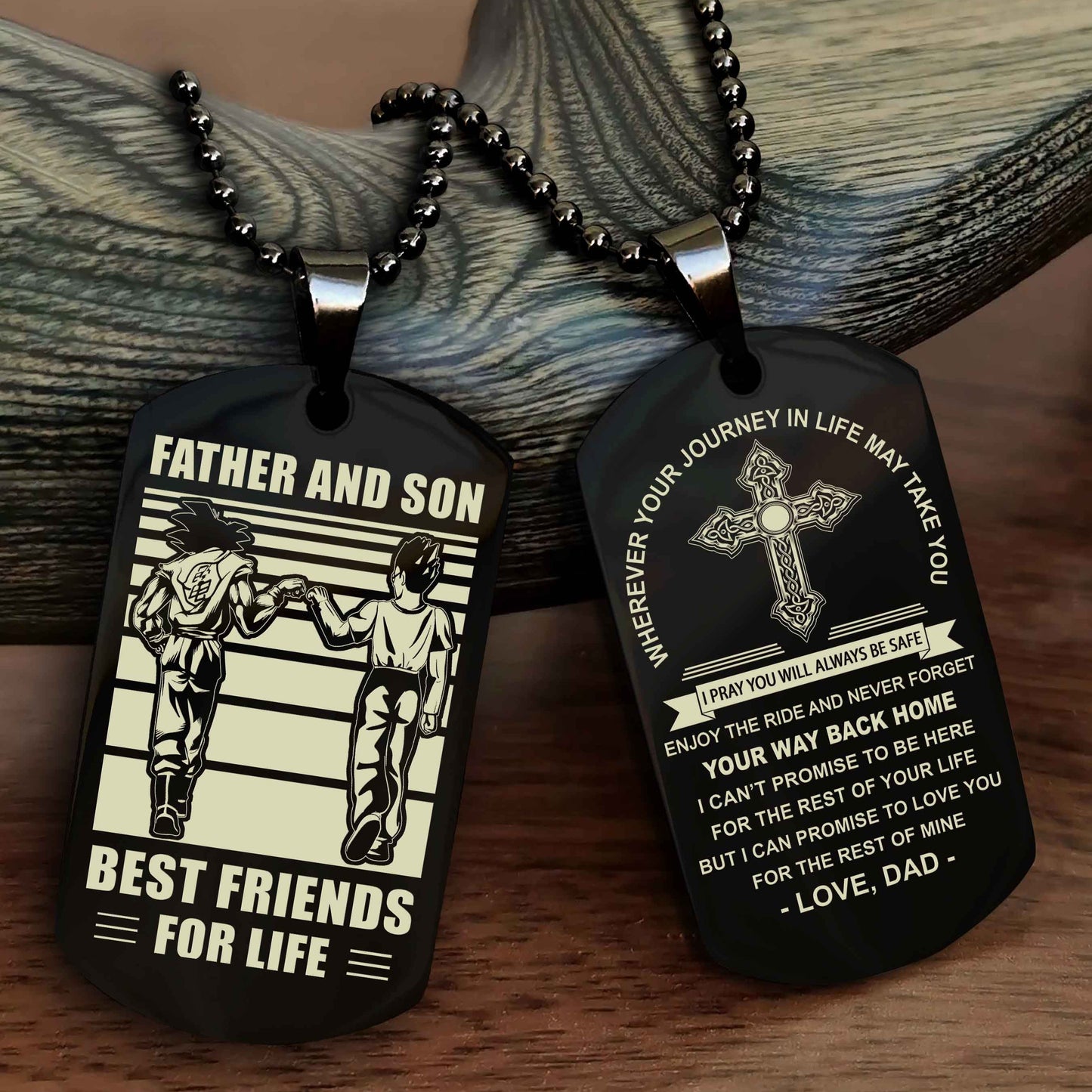 drb cross double sided dog tag father and son best friend for life - gift for son never forget your way back home